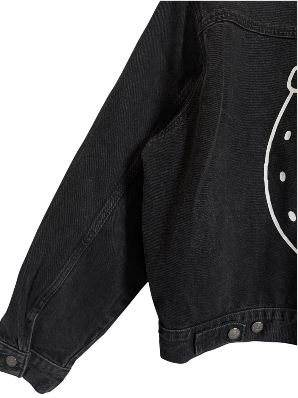 Levi’s NWT Relaxed Black Denim Trucker Jacket Horseshoe Graphic Men’s M - Picture 3 of 15
